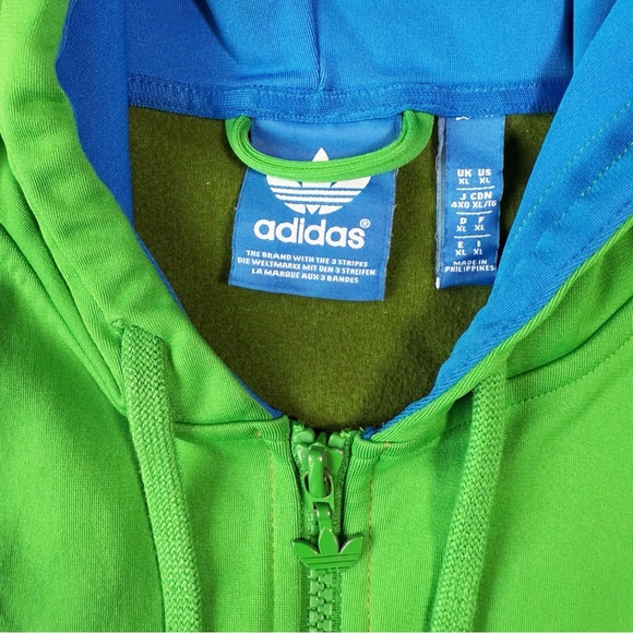 VTG Adidas Original Unisex Zip-Up Colorblock Hooded Sweater XL Retro Sporty Y2K - Picture 4 of 8